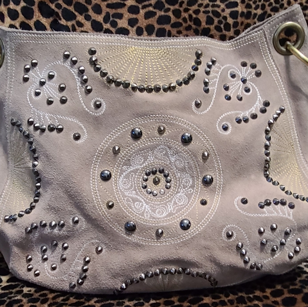 Tan Studed Suede Bag